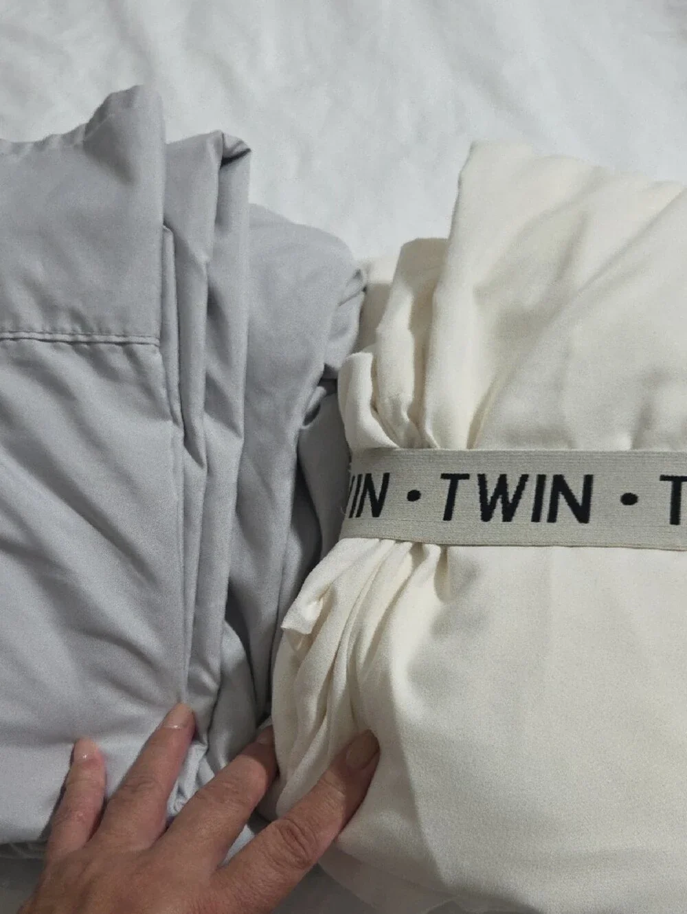 2 Sets If Twin Sheet Sets. Grey & Cream Color